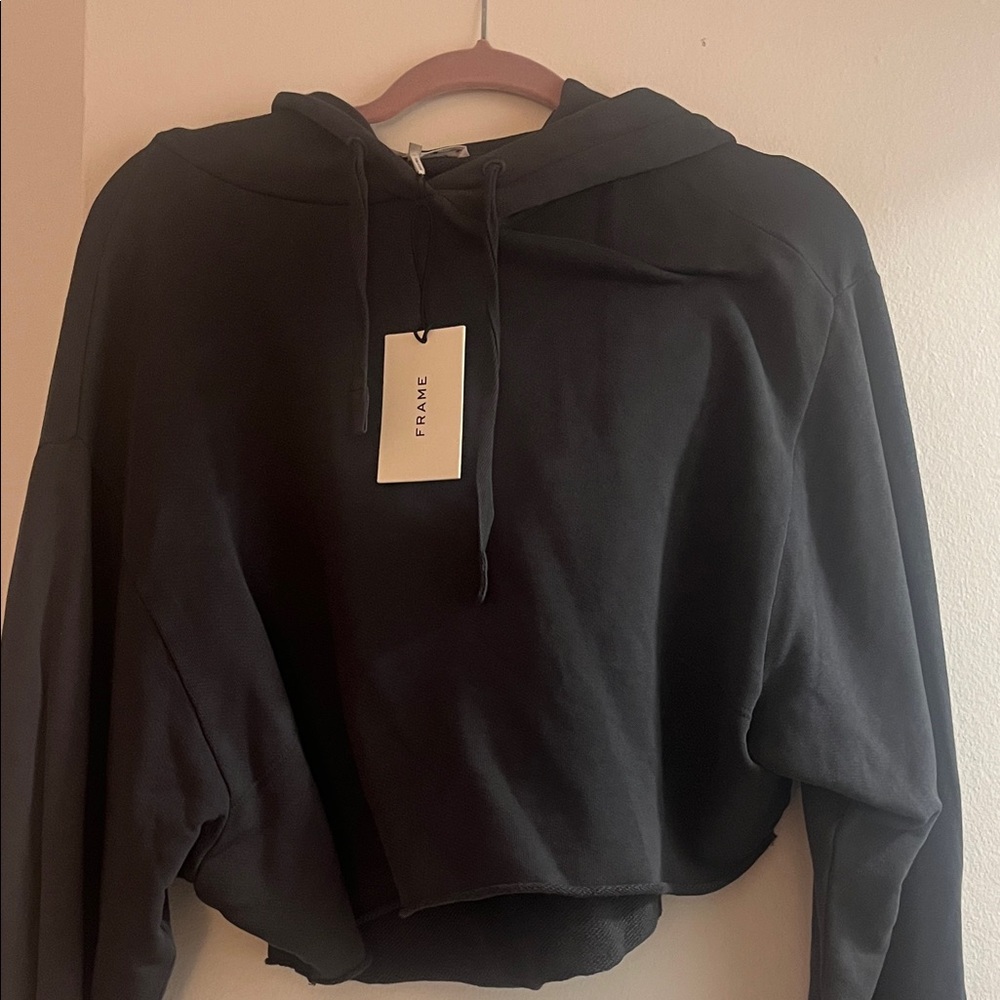 Frame Denim Charcoal Women's Cropped Hoodie